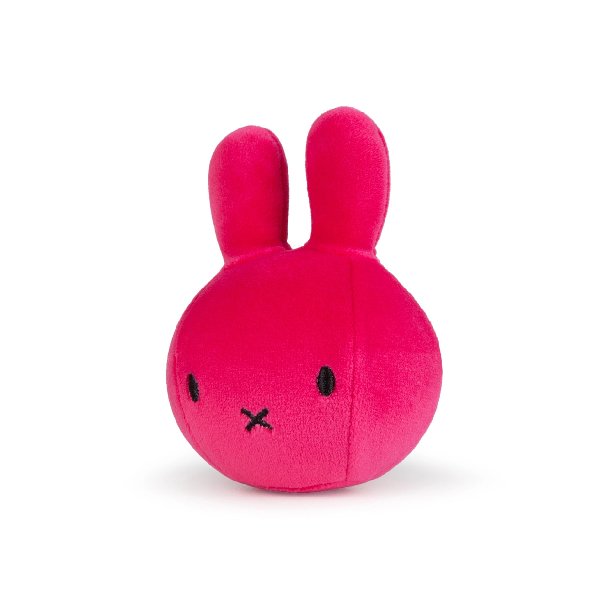 Fuchsia Miffy stress ball angled view showing plush texture on white background