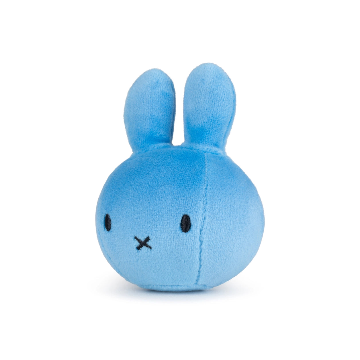 Blue Miffy stress ball angled view showing seam on white background