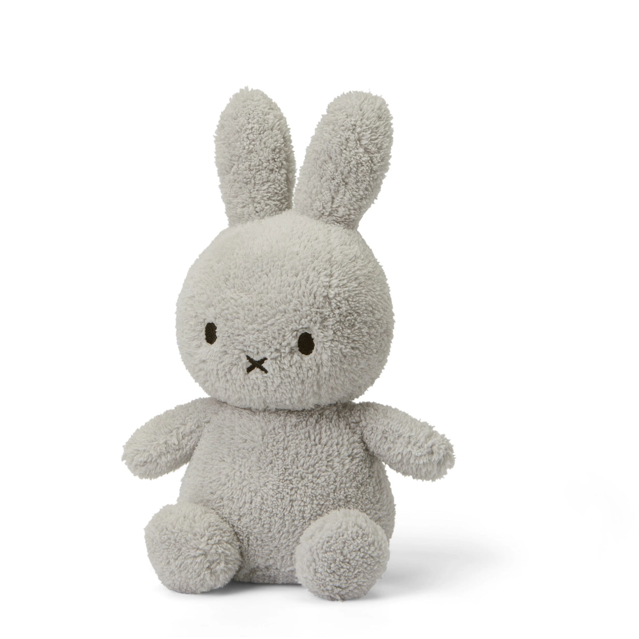 Miffy terry light grey plush angled view on white background
