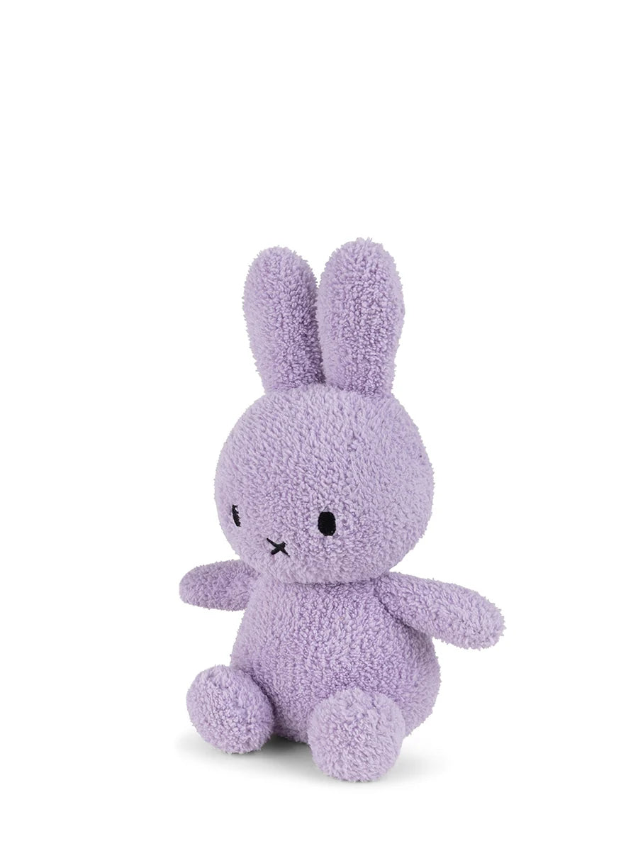Miffy terry lilac plush angled front view on white background