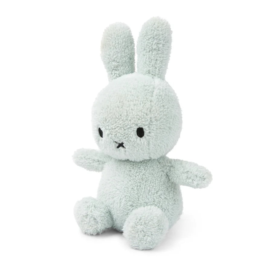 Miffy terry soft green plush back view sitting on white background