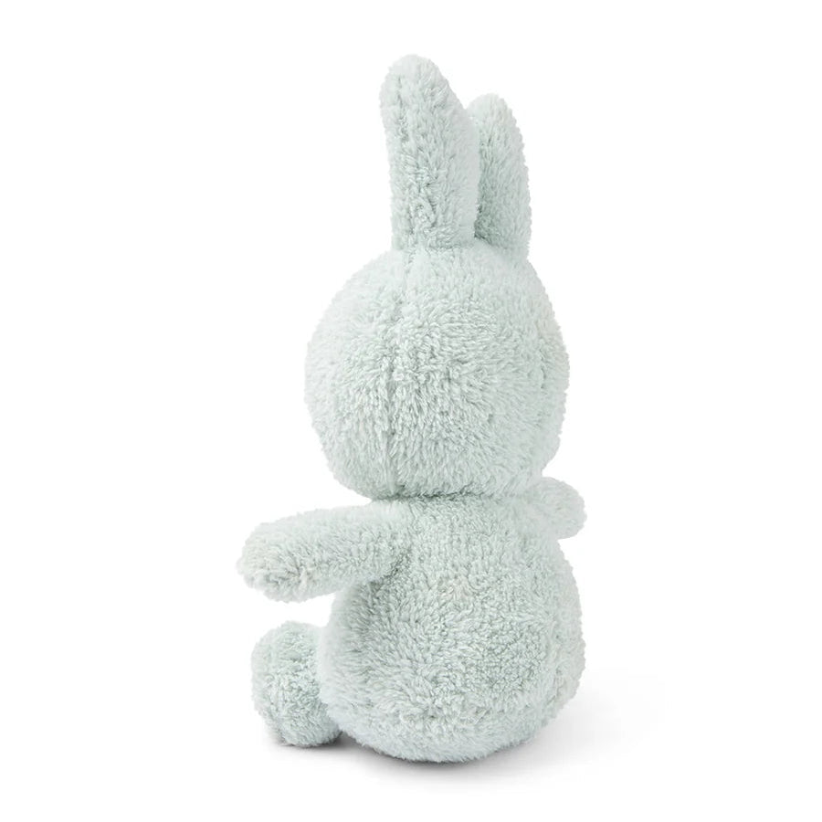 Miffy terry soft green plush rear seated view on white background