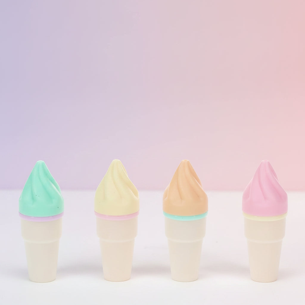 Four ice cream cone-shaped mini highlighters.