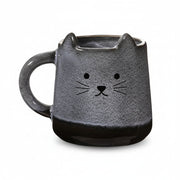 Mojave Cat Mug by Sass & Belle in hand-finished stoneware with cute cat face and 3D ears, brown and beige glaze, 420ml capacity.