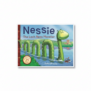 Front cover of “Nessie: The Loch Ness Monster” by Richard Brassey featuring a friendly green Nessie in Loch Ness with a castle in the background.