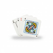 Hand holding Playing Card Drink Mats full house.