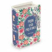 Pride and Prejudice Large Book Vase with floral and peacock design, inspired by Jane Austen’s classic novel.