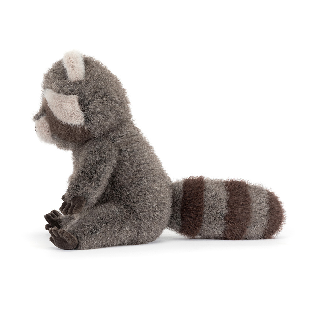 Trixiwoo Raccoon plush side view on white background