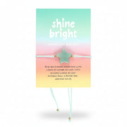 Shine Bright aventurine bracelet on rainbow gradient backing card