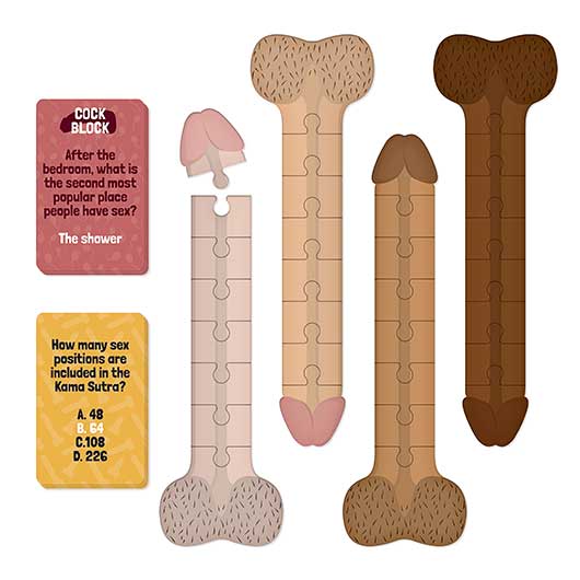 Size Matters game cards and cardboard measuring pieces on white background