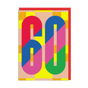 Colorful geometric design with the number '60' on a white background