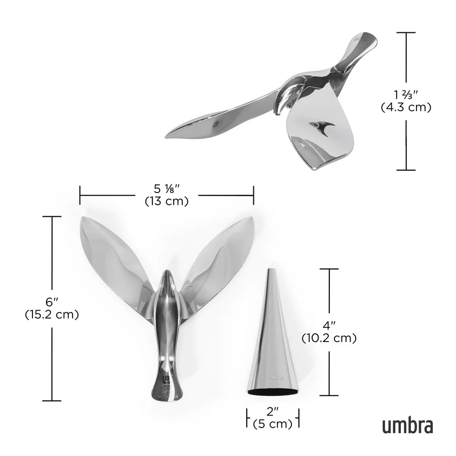 Tipsy bottle opener chrome technical dimensions diagram