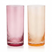 Pastel pink and peach twist highball tumblers set of two.