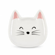 Ceramic cat face-shaped jewellery holder with minimalist design.