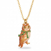 Cosy Owl Gold Chain Necklace worn styling shot showing delicate chain