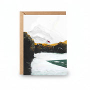Aegir's Rest greeting card featuring Sara Willia's Icelandic landscape artwork with kraft envelope