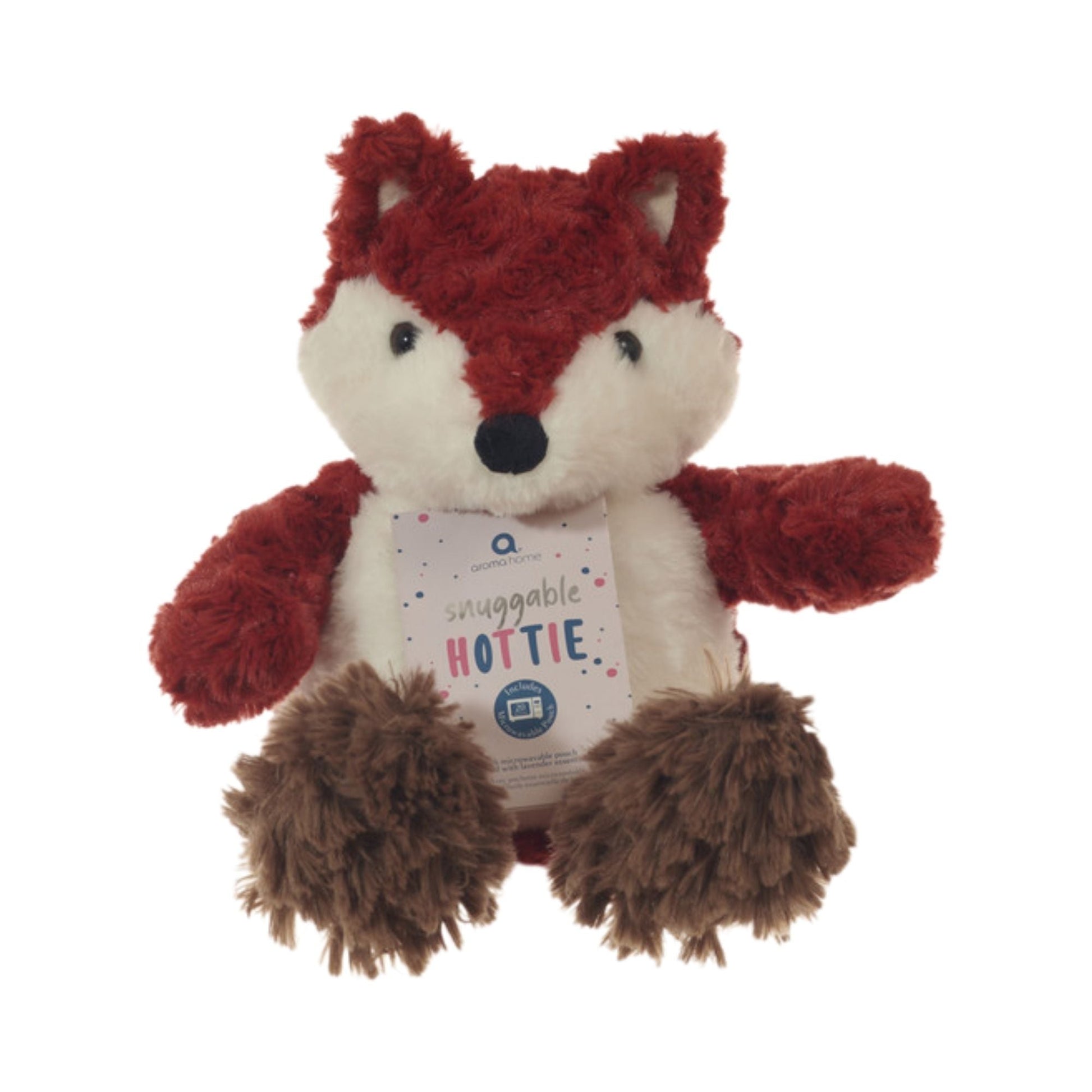 Fox Snuggable Hottie shown front on with its printed Aroma Home swing tag