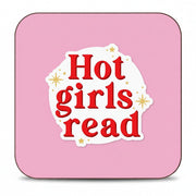 'Hot Girls Read' by The Girl Next Draw cork coaster, Art Wow on a clean white background