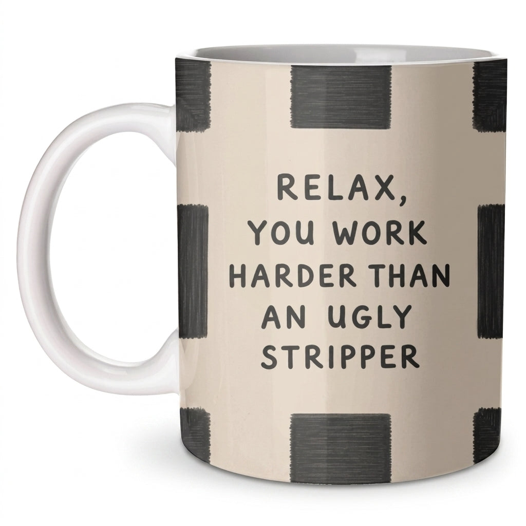 'Relax' by Ms Doodle 11oz ceramic mug, Art Wow on a clean white background