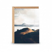 Arthur's Seat greeting card featuring Sara Willia's Edinburgh landscape artwork with kraft envelope