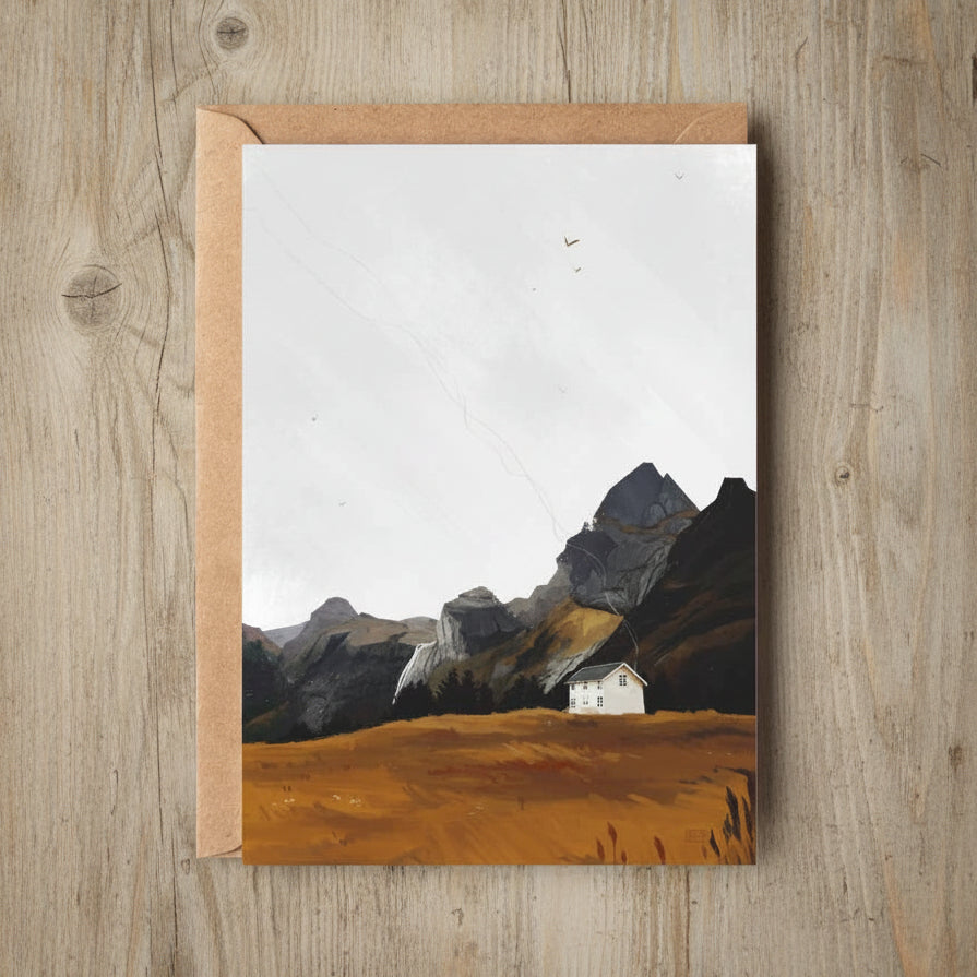 Aurora Escape, Cosy Cottage Greeting Card