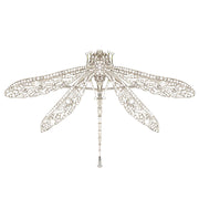 Bill Skinner Pave Dragonfly Brooch with gold-plated finish and sparkling pave crystals on white background.