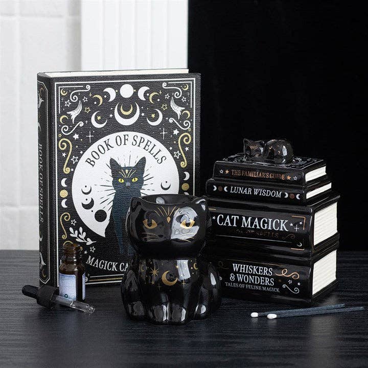 Black Cat Magick storage box, close-up detail