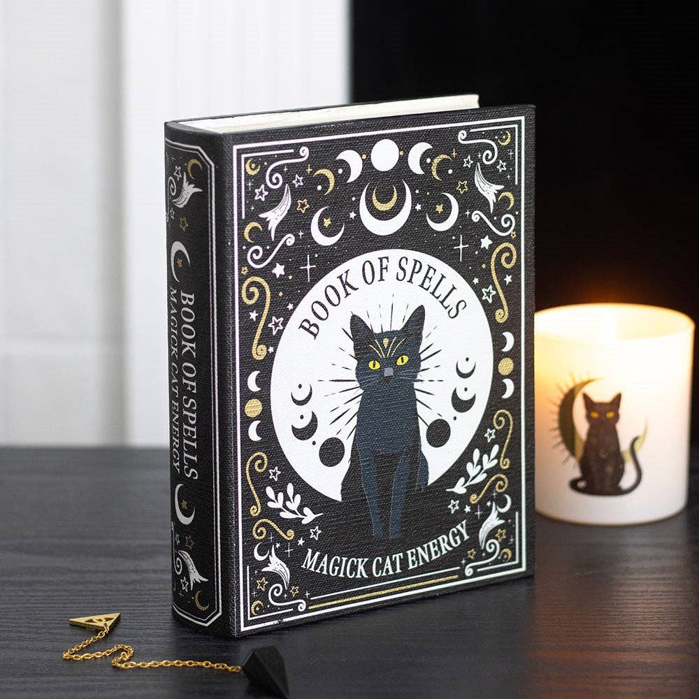 Black Cat Magick book of spells shaped storage box