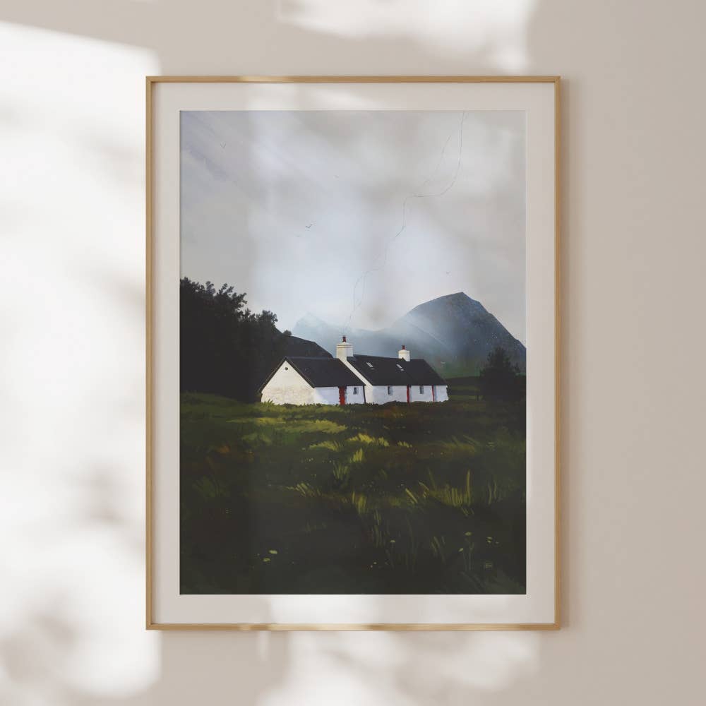 Blackrock Cottage Glencoe Scottish landscape art print