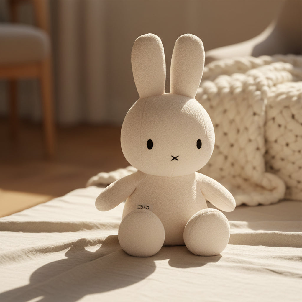 Side view of the 70cm cream Miffy Terry soft toy