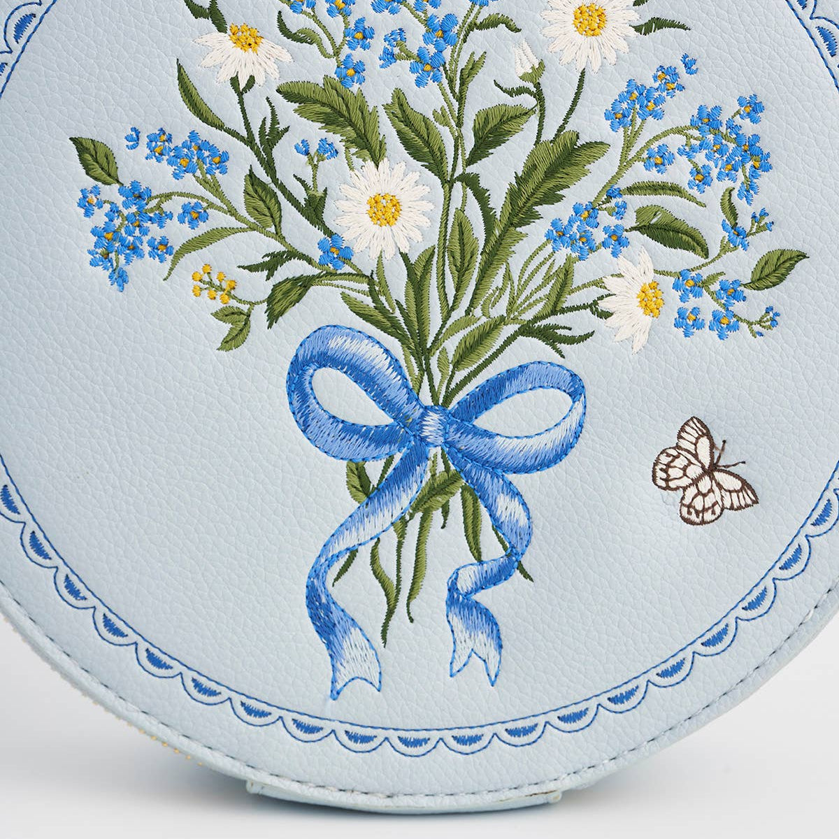 Embroidery Close-Up - Flowers Bow Butterfly