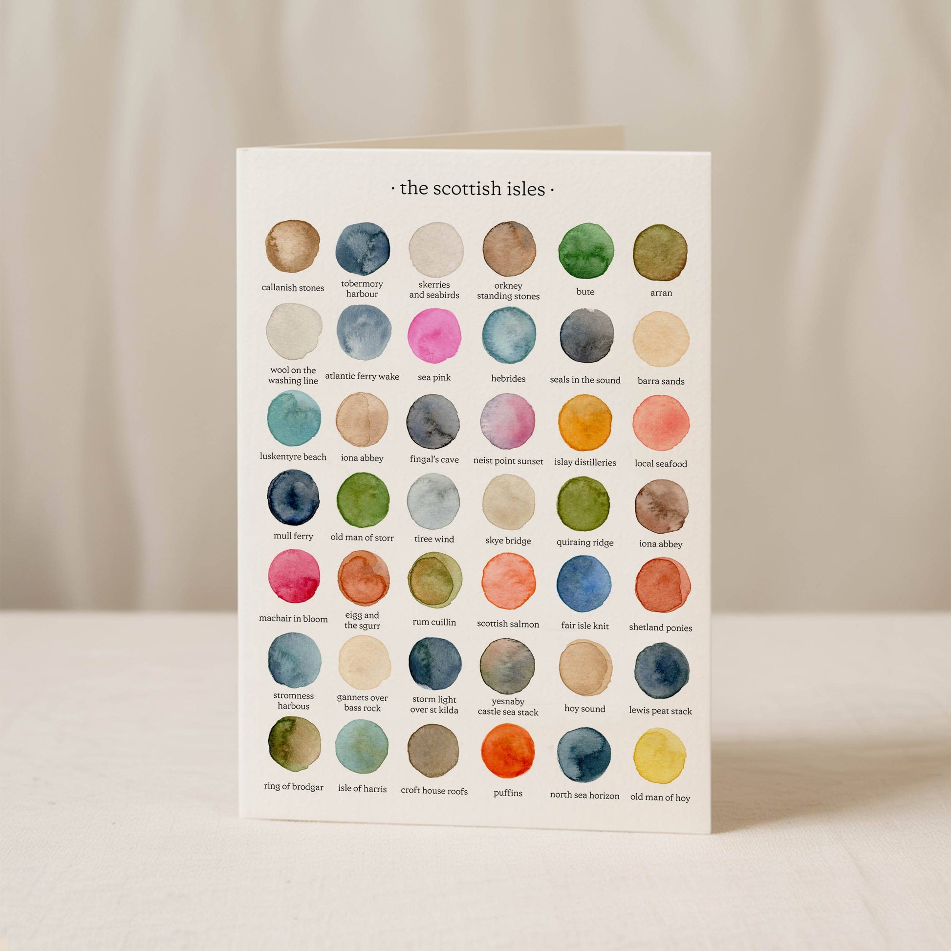 Colours of the Scottish Isles greeting card, front