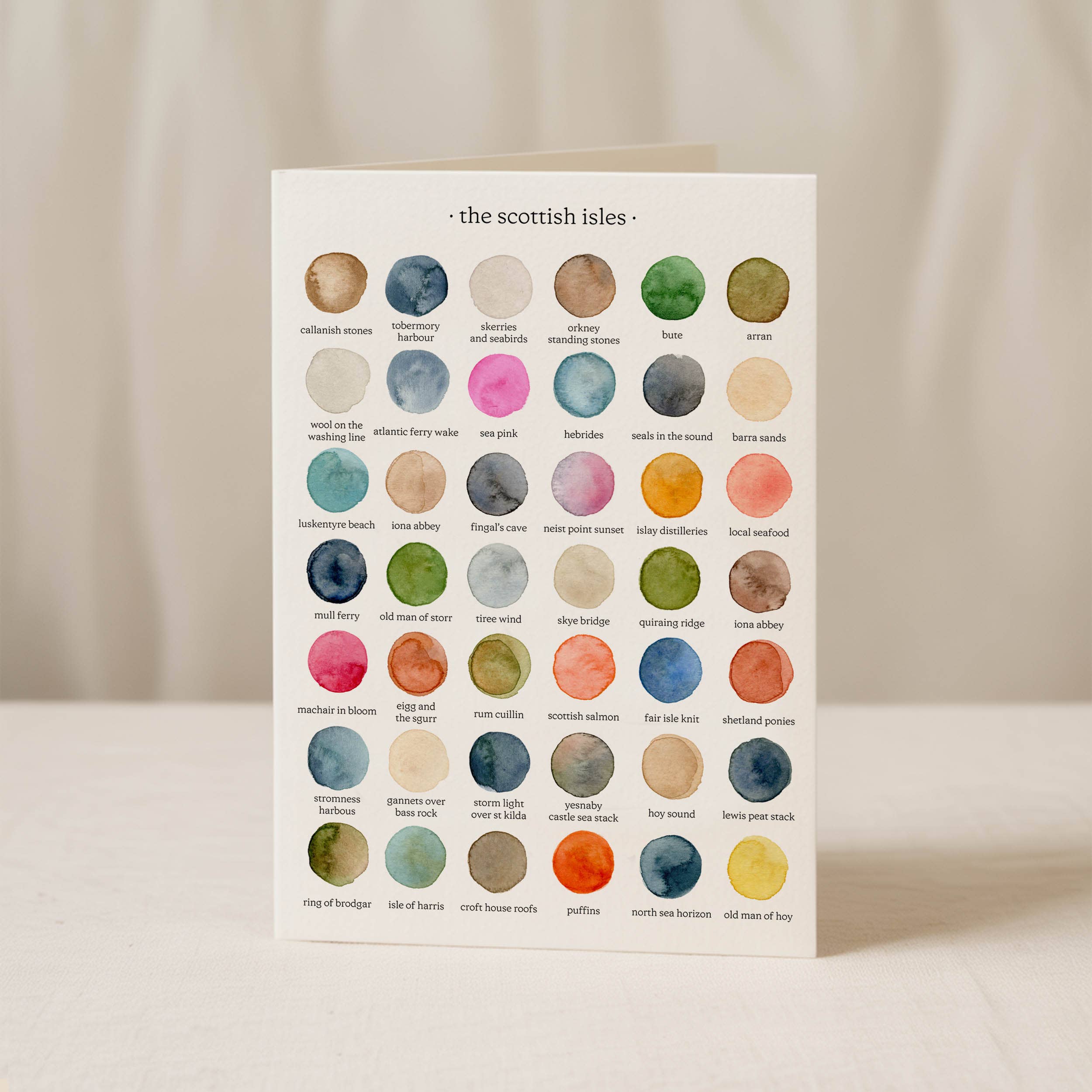 Colours of the Scottish Isles greeting card, front