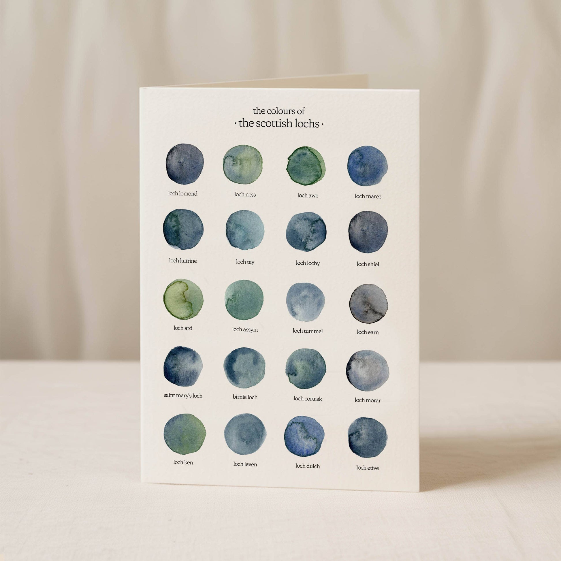 Colours of the Scottish Lochs greeting card, front