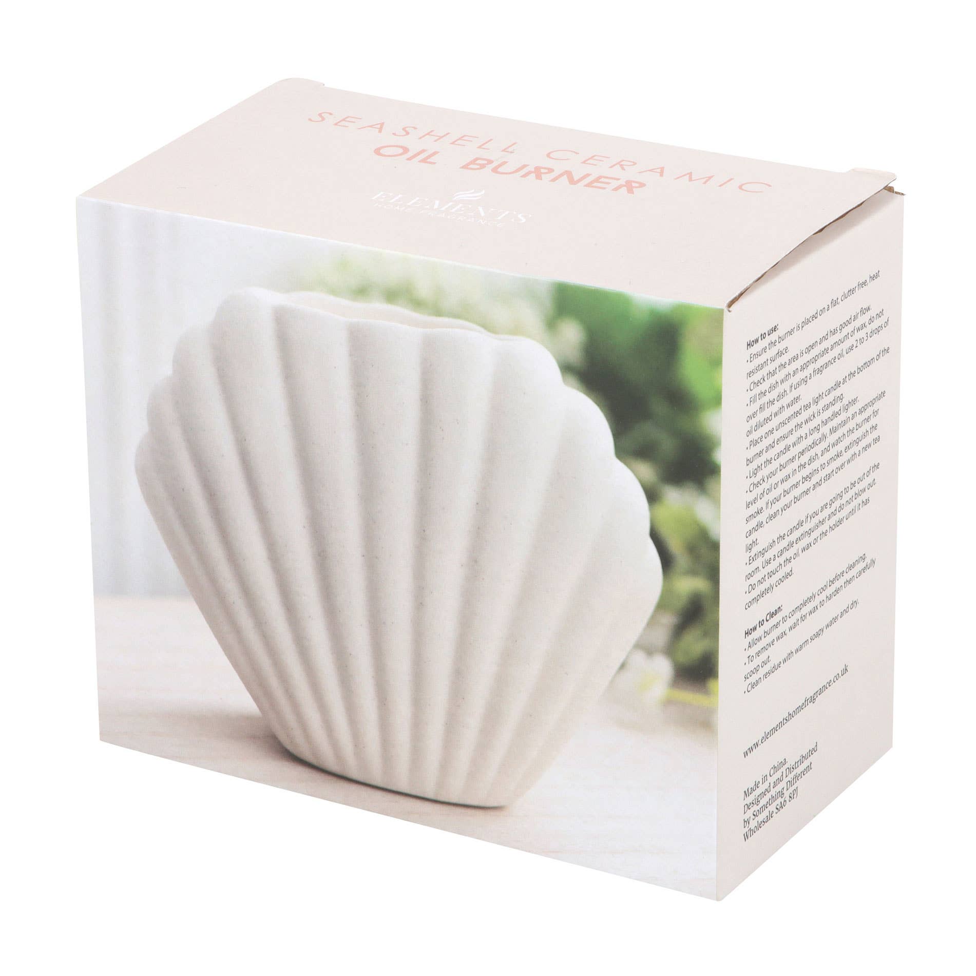 Cream ceramic seashell burner back view showing quality finish