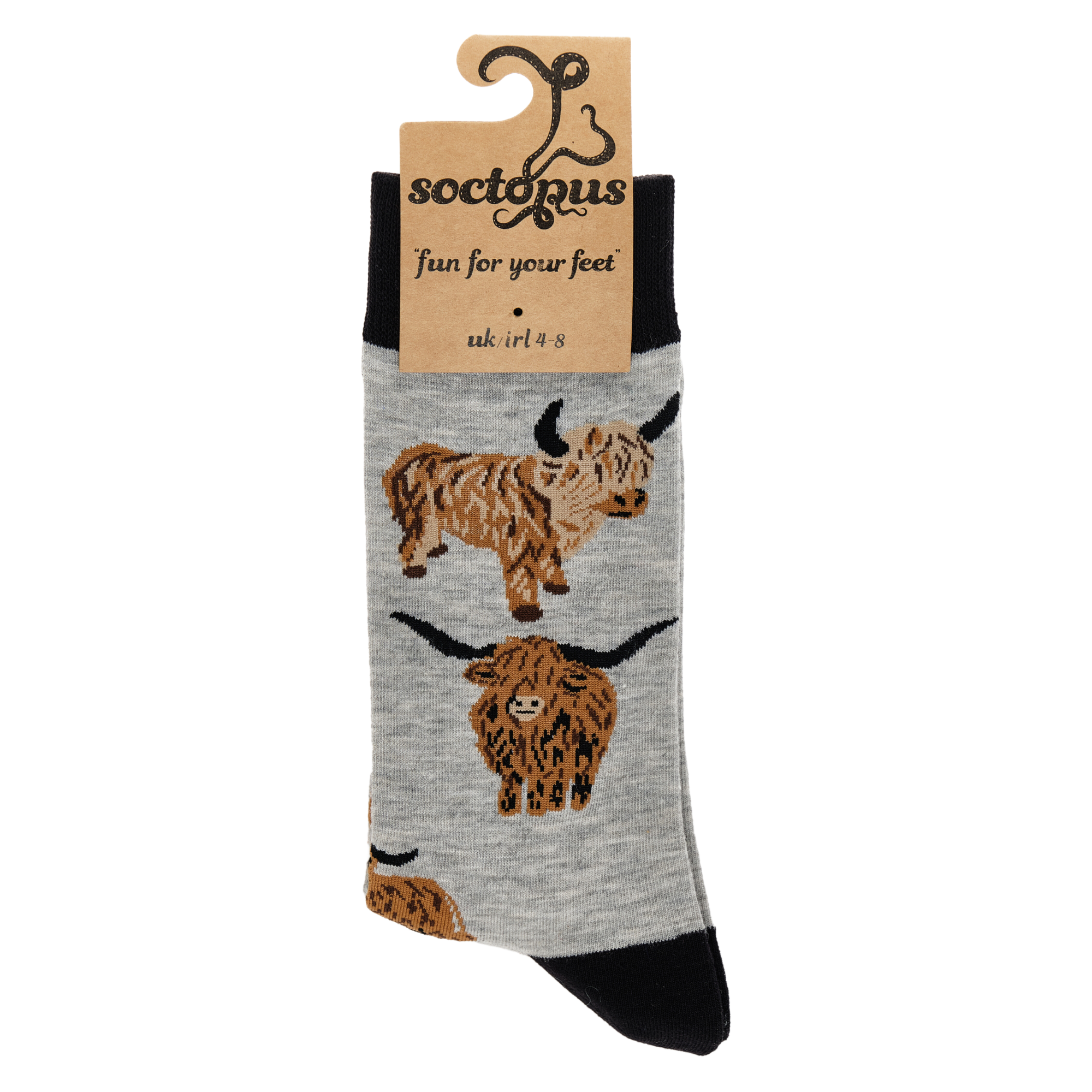 Highland Cow Socks - Och Aye the Moo! (Grey)