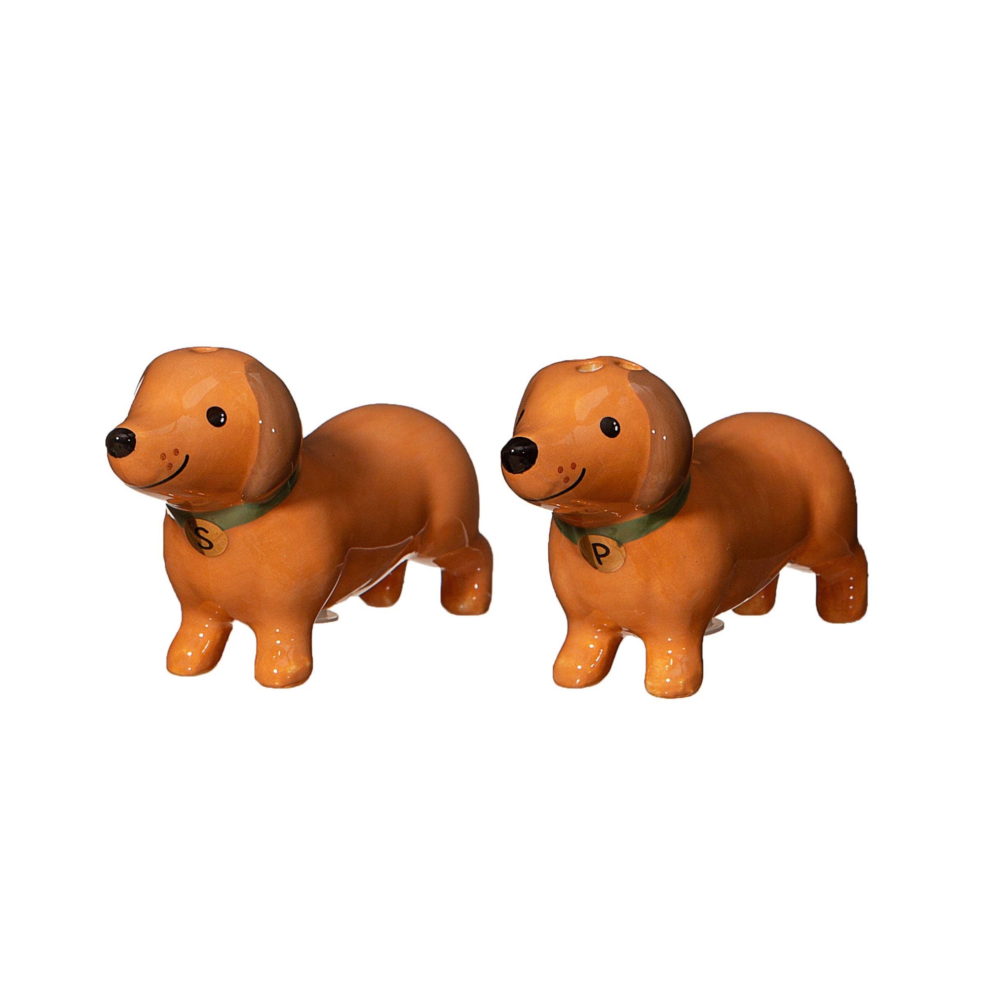 Dachshund salt and pepper set displayed on dining table