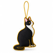 Black Cat Embroidered Christmas Decoration