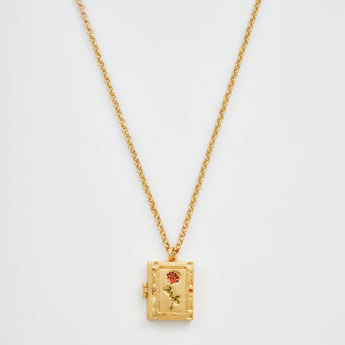 Diary Locket Necklace - full necklace flat lay.
