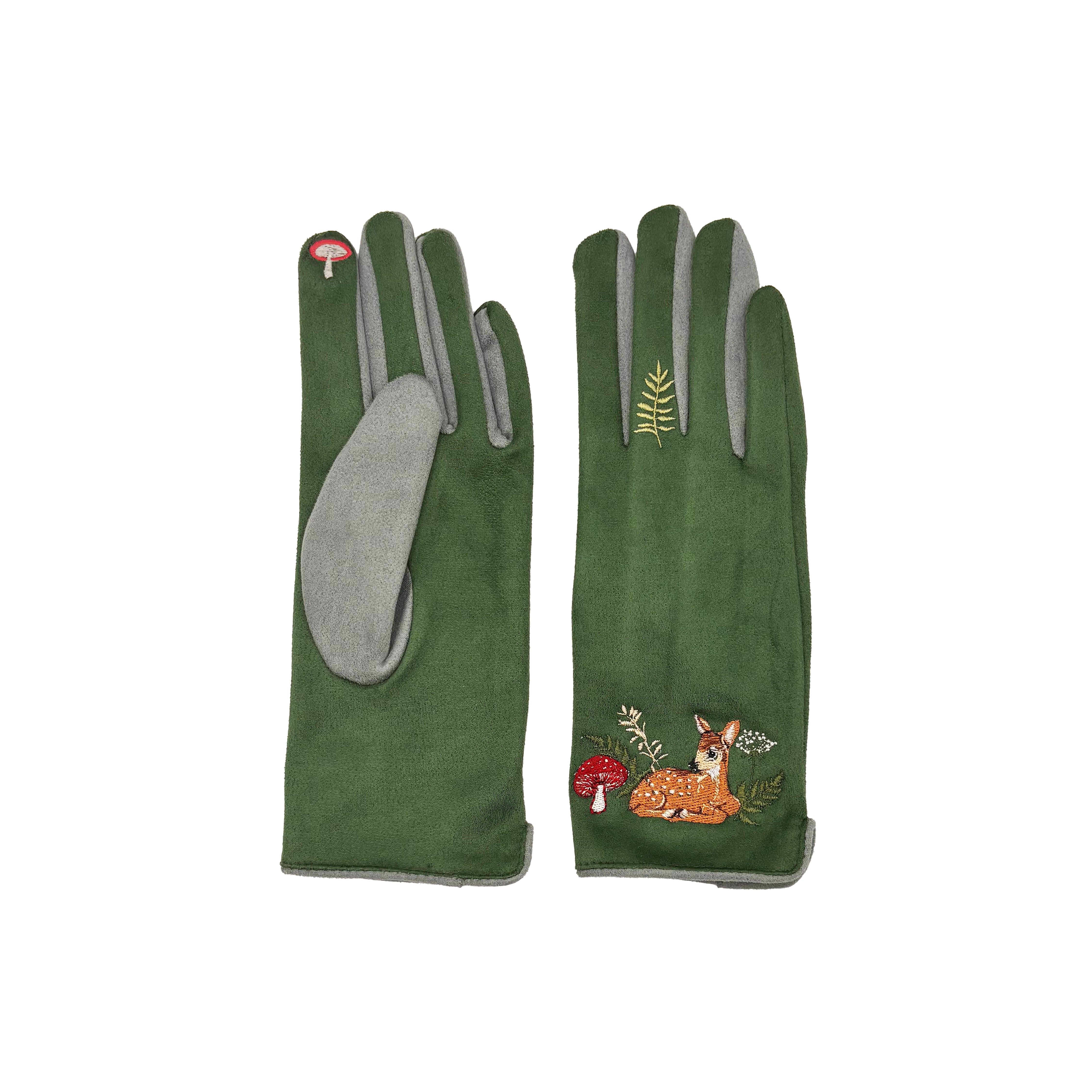 Deer gloves flat lay showing palm and front view on white background