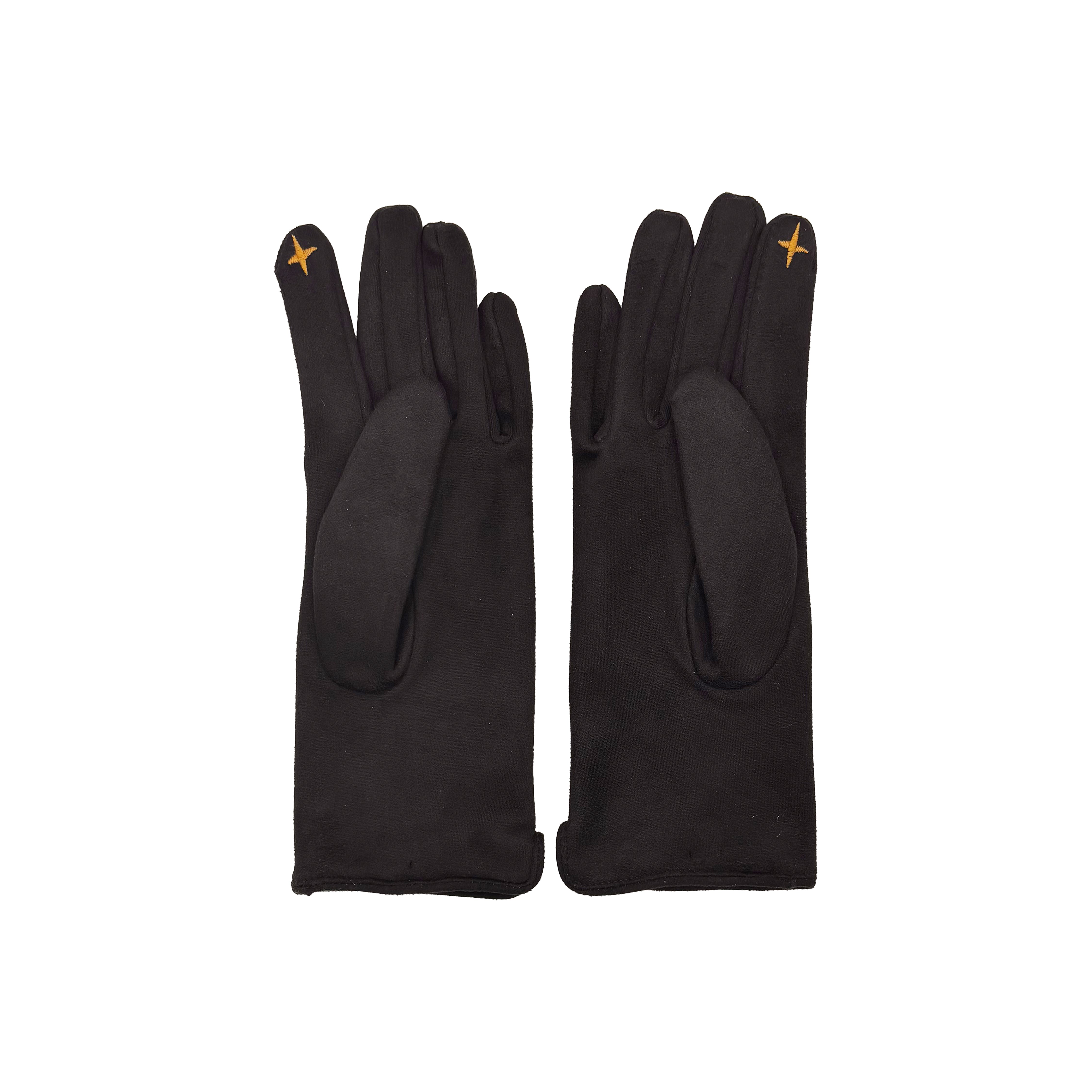 Owl gloves palm side showing gold star detail on white background