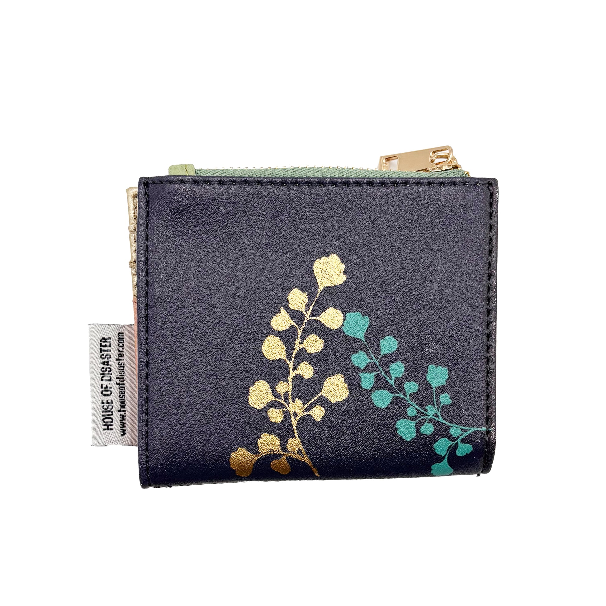 Rabbit purse back angled view showing leaf design on white background