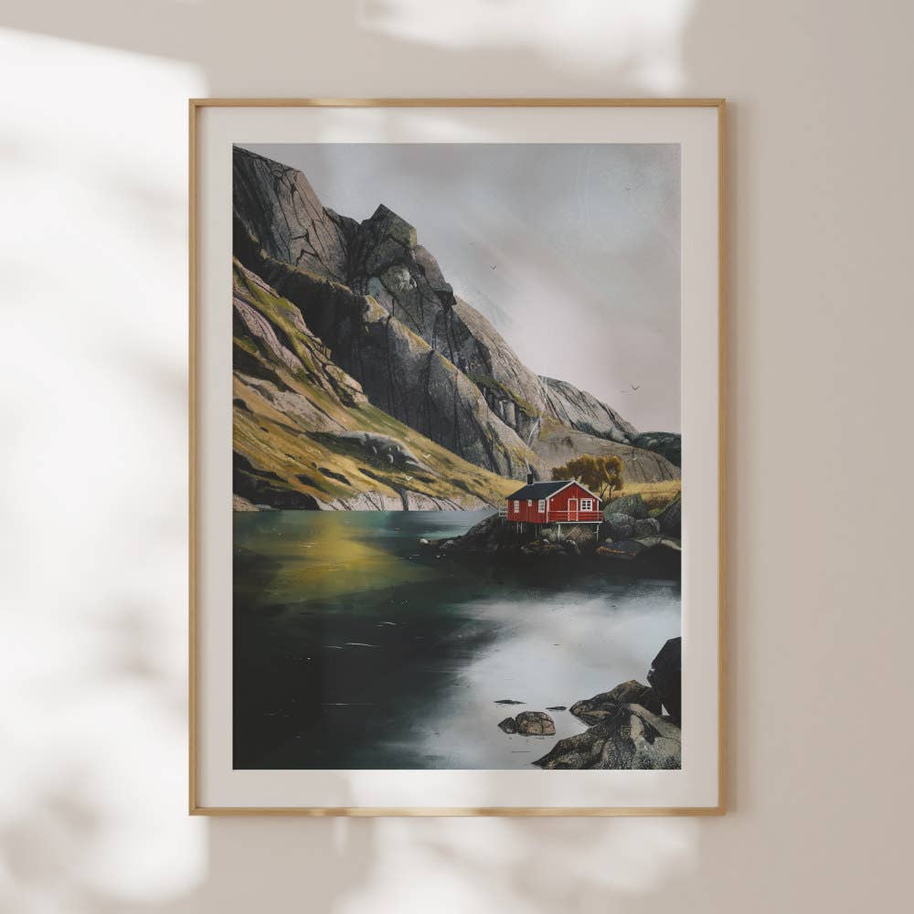 Drifting By Norway landscape art print of a peaceful waterside scene