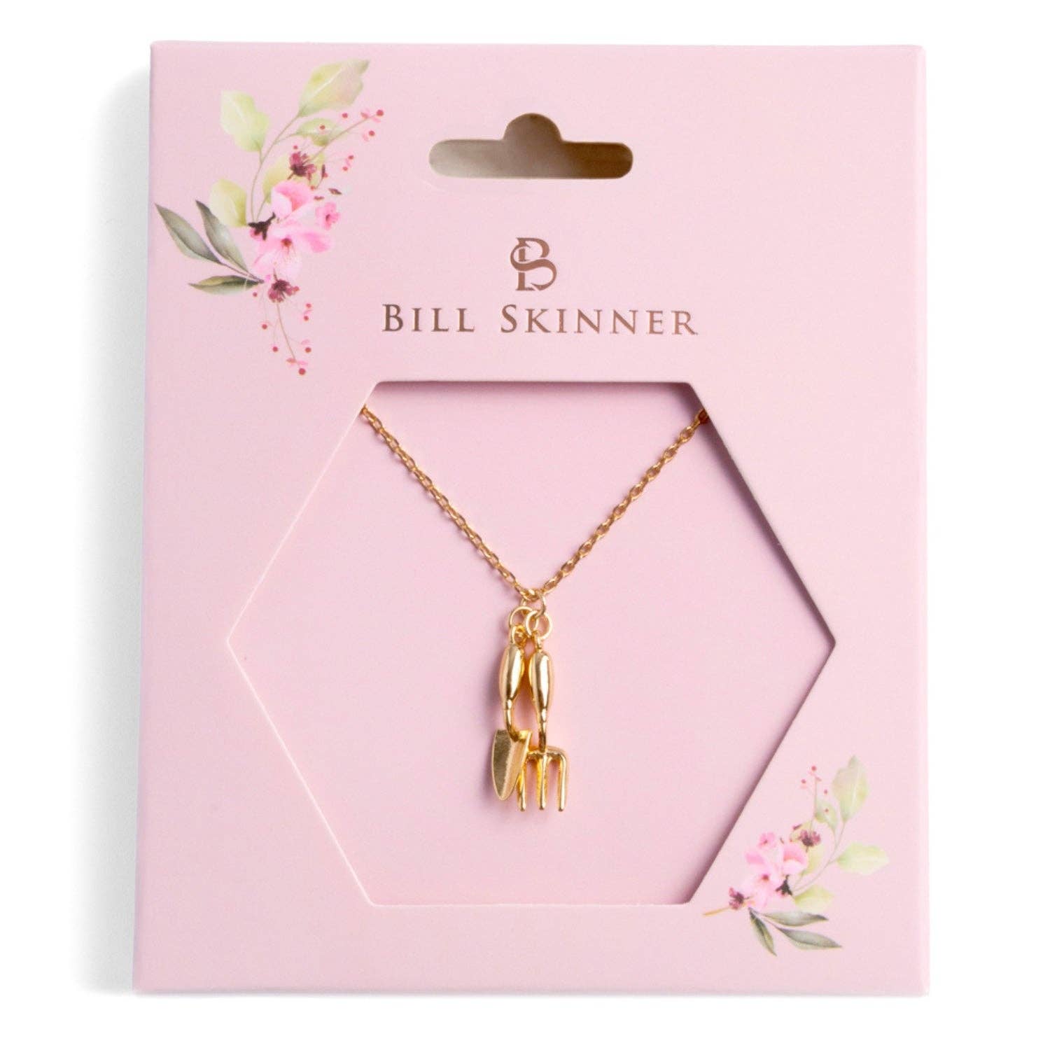 Spade and trowel pendant hanging on chain