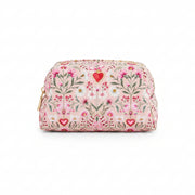Fable England pink faux leather cosmetic pouch with a subtle floral motif