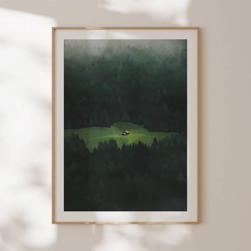 Emerald Lull German landscape art print of a lush green countryside scene
