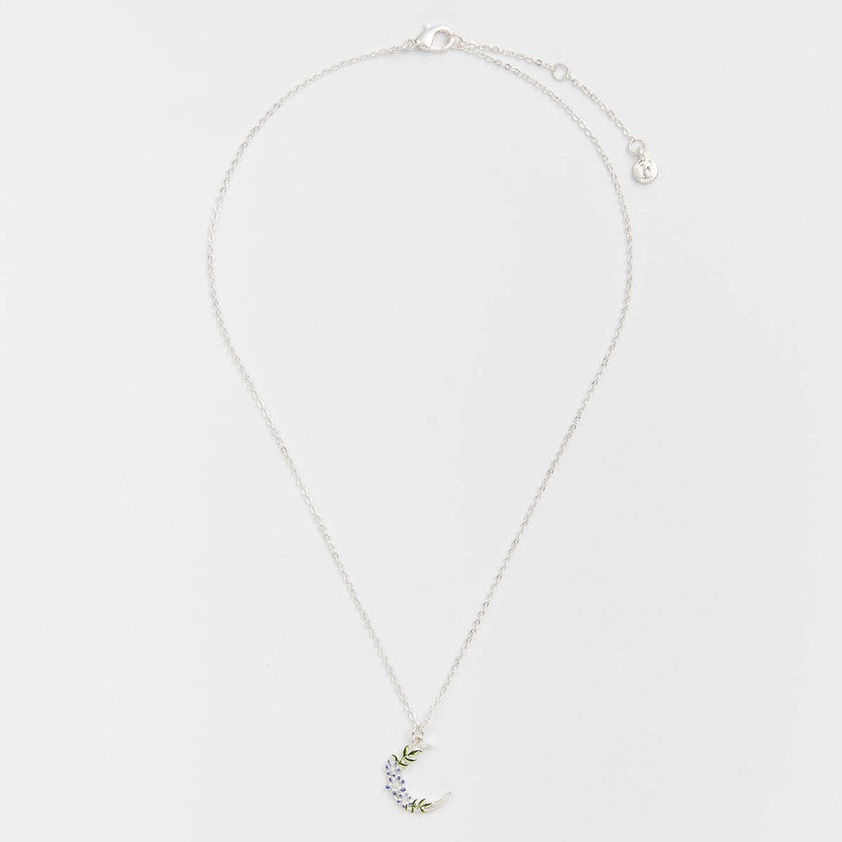 Nightshade Moon necklace laid flat showing lobster clasp and extender chain