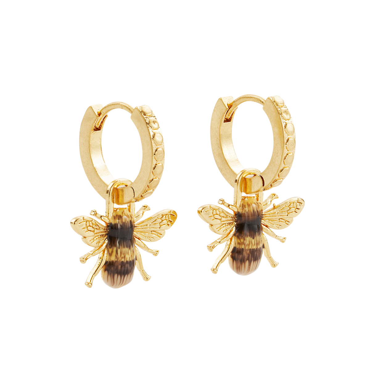 Bee Huggie Earrings shown together on a white background