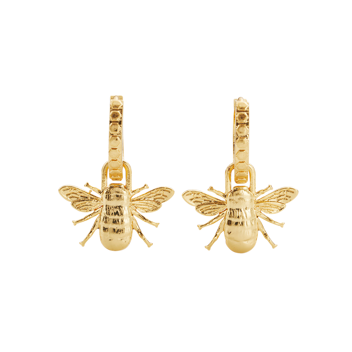 Bee Huggie Earrings pair displayed on a white background