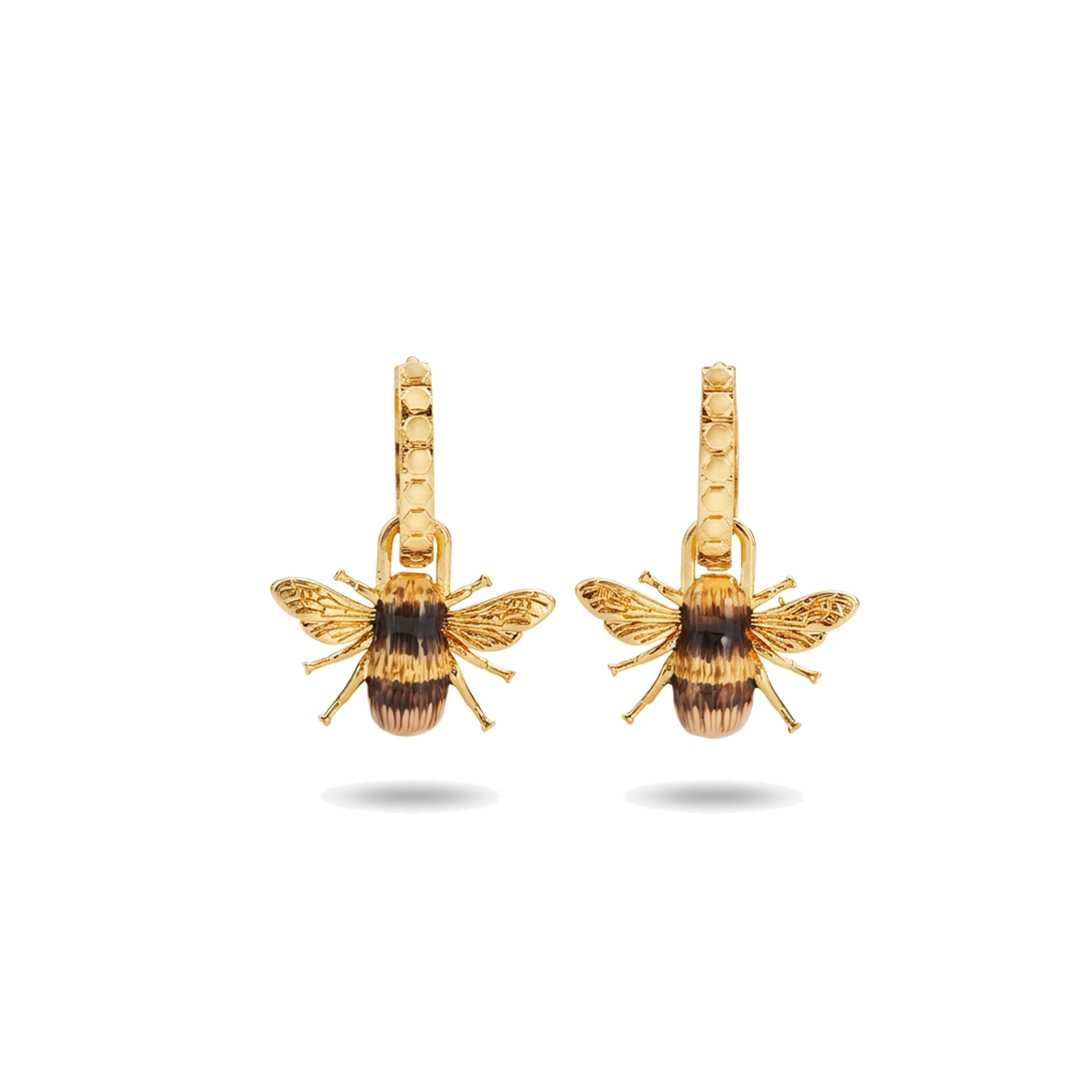 Bee Huggie Earrings on a pure white background